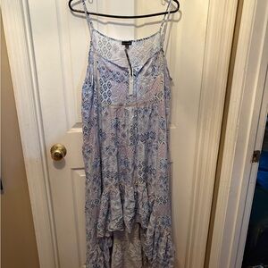 Coco + Carmen Blue and White High Low Dress
